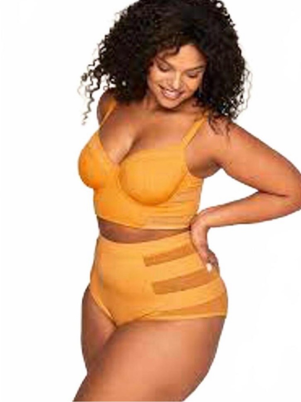 Adore Me High-Waist Shaping Bralette Set in Mustard Yellow